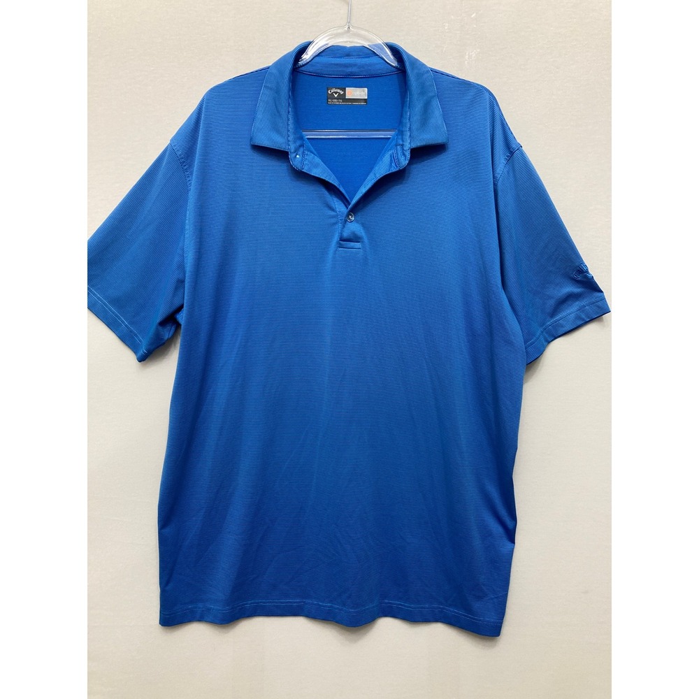 Callaway Mens Polo Shirt XL Blue Opti-Dri Micro Stripe Golf Performance Active